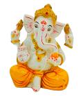Beautiful n Colorful Fiber Medium Ganesh Statue - 6" # 41